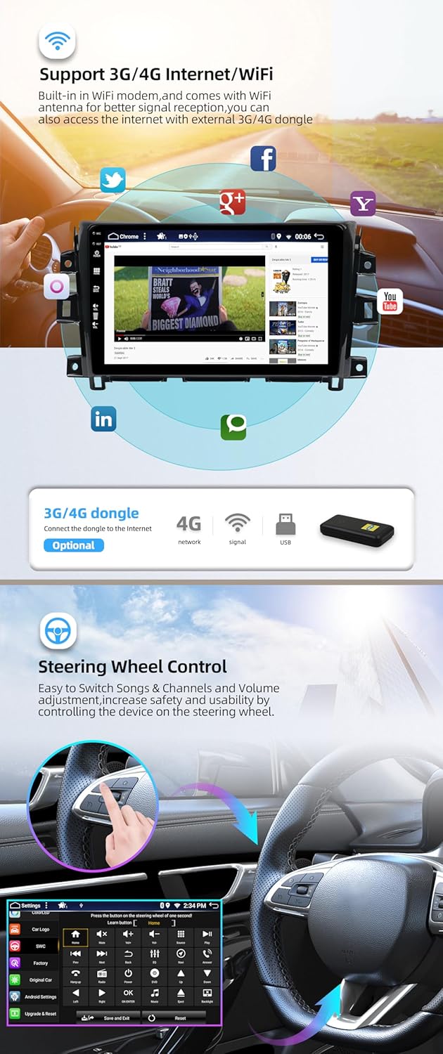 BXLIYER - [6G+128G] - Android 14 IPS Car Stereo For Nissan NAVARA NP300 (2016-2018) - Wireless CarPlay/Android Auto - LED Camera & MIC - 10.1 Inch 2 Din - DSP Steering Wheel WiFi DAB Fast-boot 360-CAM