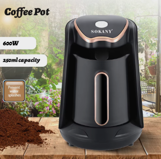SOKANY Electric Turkish Coffee Maker Machine with 250ml/1 Cup Coffee Pot Single Serve Espresso Maker 600W Heating Coffee Pot