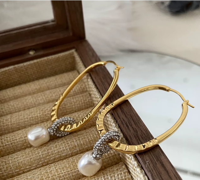 Classical Court Brass AAA Zircon Faux Pearl Big Drop Earrings Women Jewelry Punk Party T Show Gown Runway Korean Japan INS