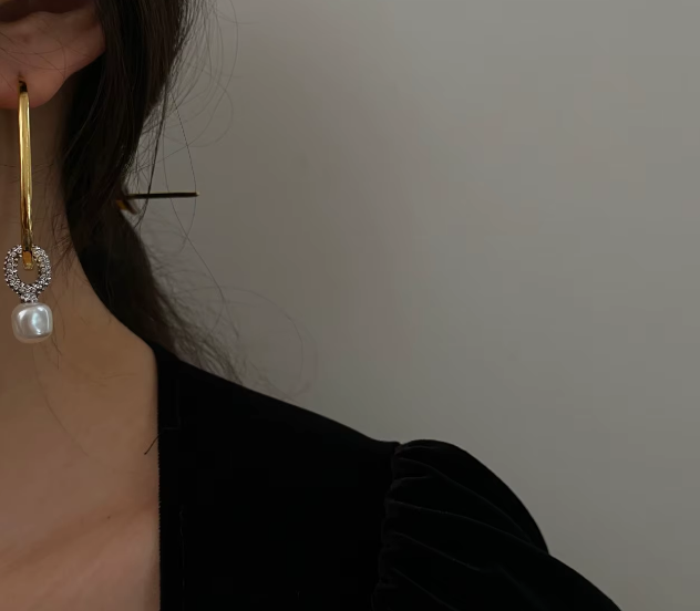 Classical Court Brass AAA Zircon Faux Pearl Big Drop Earrings Women Jewelry Punk Party T Show Gown Runway Korean Japan INS