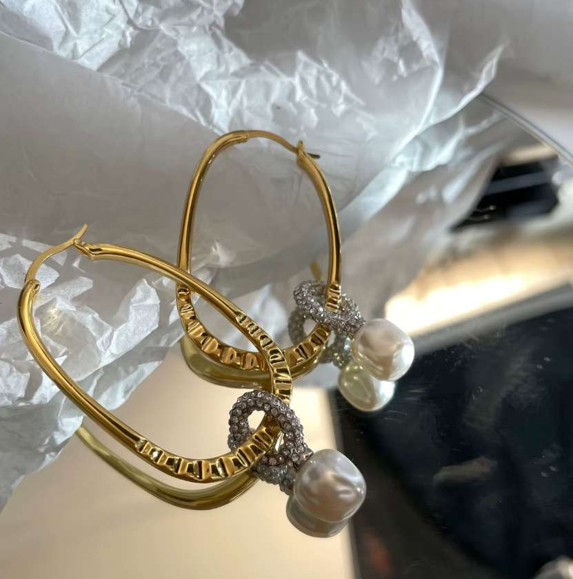 Classical Court Brass AAA Zircon Faux Pearl Big Drop Earrings Women Jewelry Punk Party T Show Gown Runway Korean Japan INS