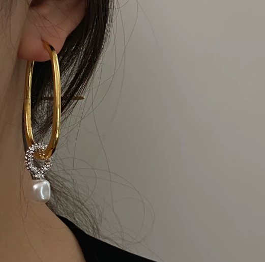 Classical Court Brass AAA Zircon Faux Pearl Big Drop Earrings Women Jewelry Punk Party T Show Gown Runway Korean Japan INS