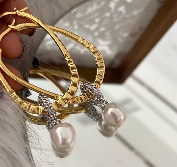 Classical Court Brass AAA Zircon Faux Pearl Big Drop Earrings Women Jewelry Punk Party T Show Gown Runway Korean Japan INS