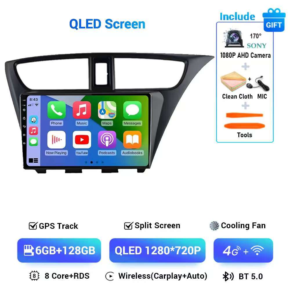 For Honda CIVIC RHD Hatchback 2012-2017 Car Stereo Radio Multimedia Video Player Navigation GPS Head Unit 4G Android CARPLAY