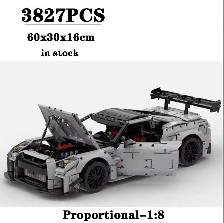 Building Block MOC Sports Car GTR35 Static Racing Car Construction Ratio 1:8 Model 3827PCS Children Birthday Gift Christmas Toy