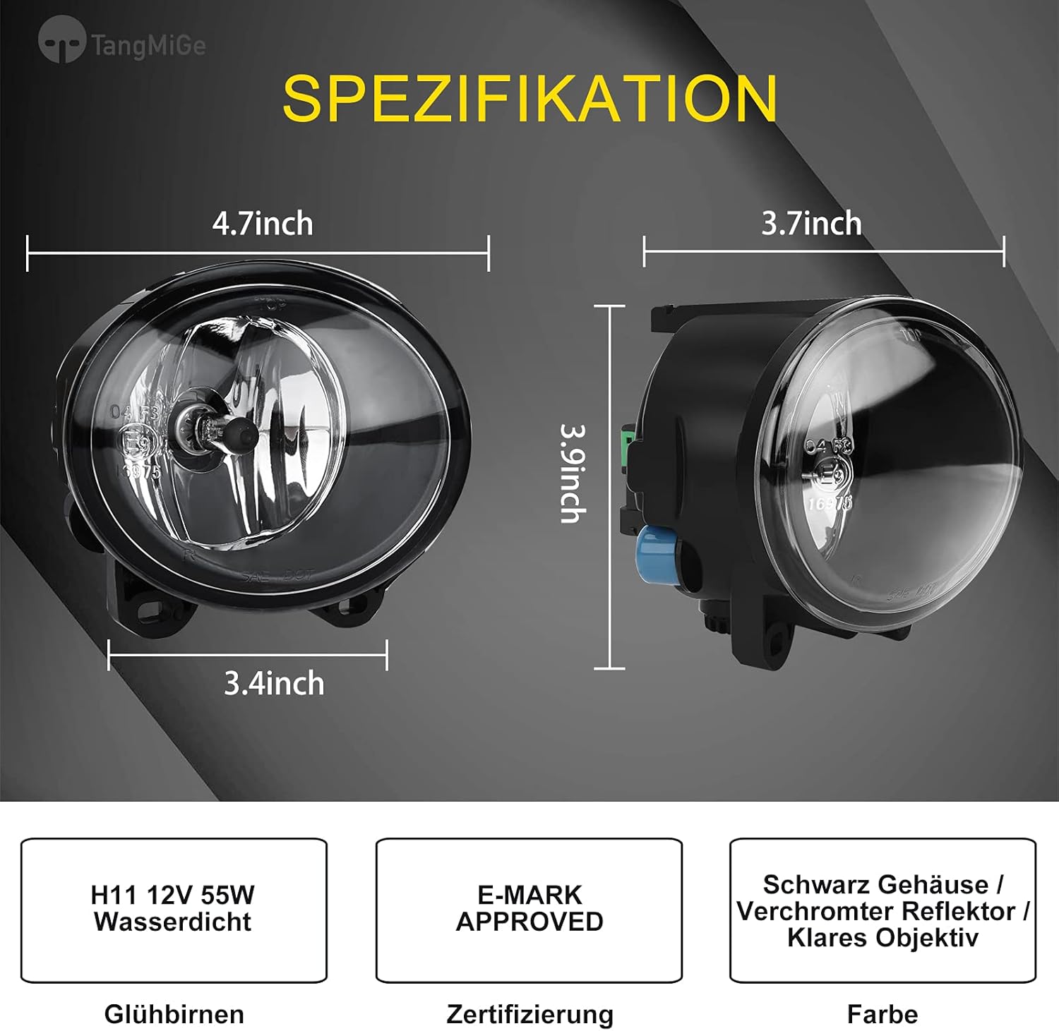 TangMiGe Fog Lights Compatible with BMW E92 E93 F07 F10 F11 F22 F23, 2 3 5 Series Gran Turismo, Alle for M Tech Bumper Sport Package, 06/2006-10/2013, 1 Pair (Clear)