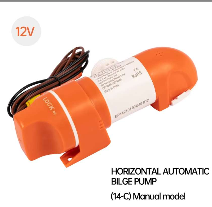 Marine pump yacht narrow horizontal automatic bilge pump pump pump induction drainage DC (Color : 12V)