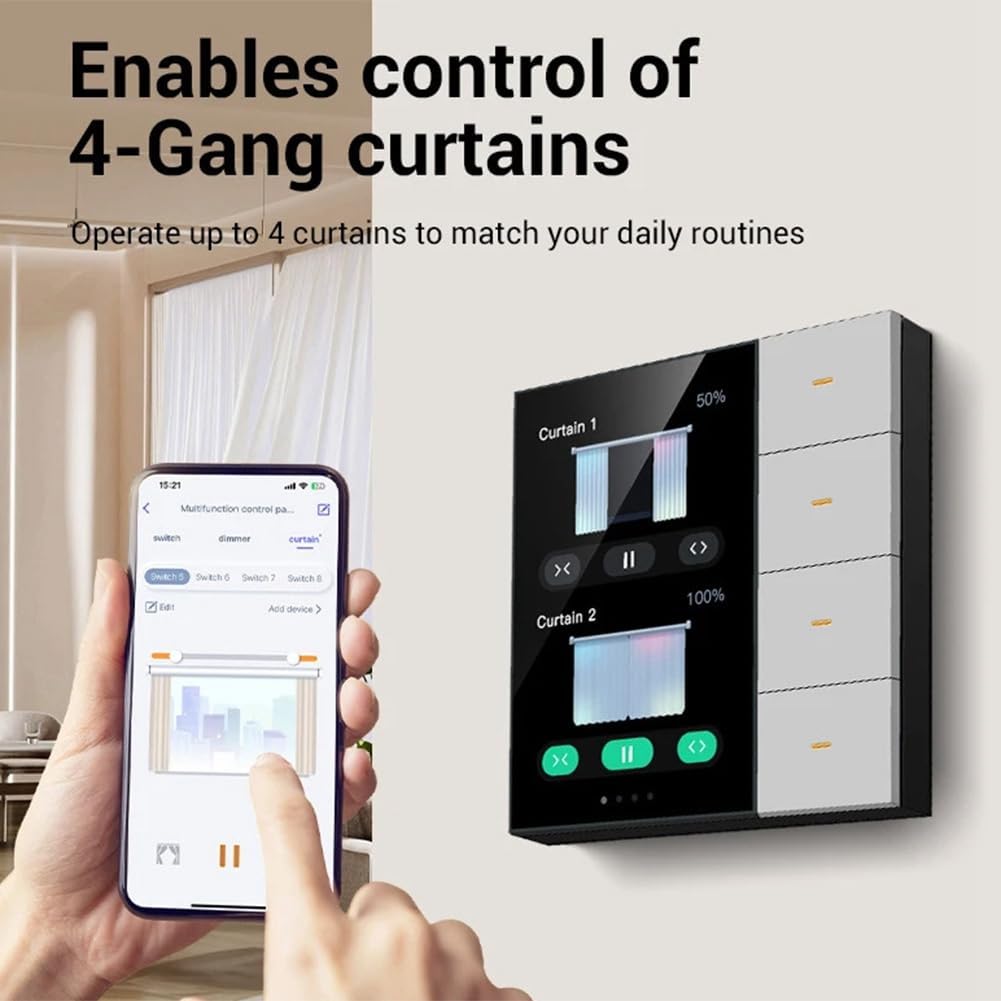 Sizoriruk Tuya Zigbee 3.5 Inch Smart Wall Switch Touch Screen 4 Groups Switch 8-Way Scene Radar Sensor Dimming Switch Smart Home B