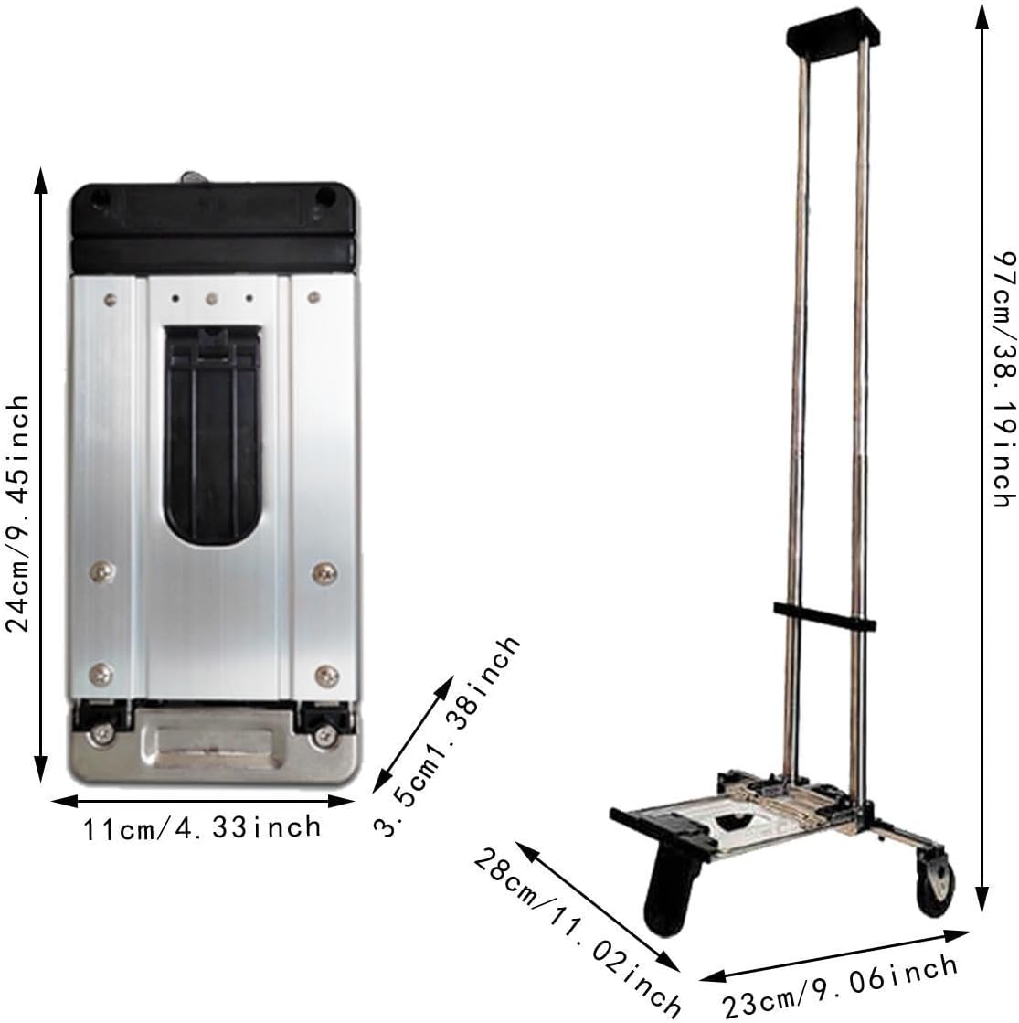 Generic Mini Dolly Cart Folding Hand Truck Shopping Cart Small Trailer for Hiking Camping Home, Black