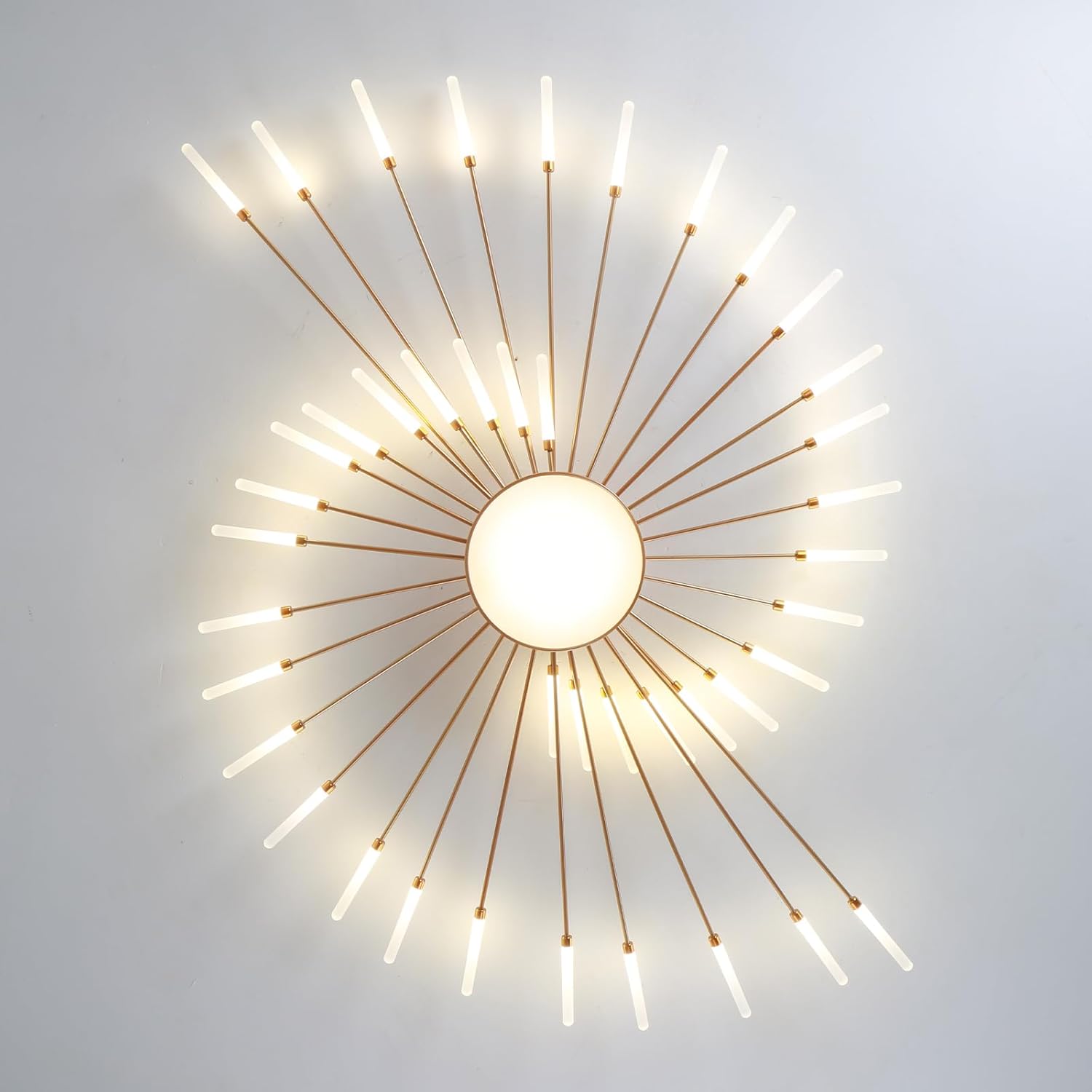RRBEST Modern LED Ceiling Light,Living Room Ceiling Lamp,Flush Mount Lighting,Creative Fireworks Design Chandelier for Bedroom, Dining Room, Kitchen(Gold,42+1 Heads)