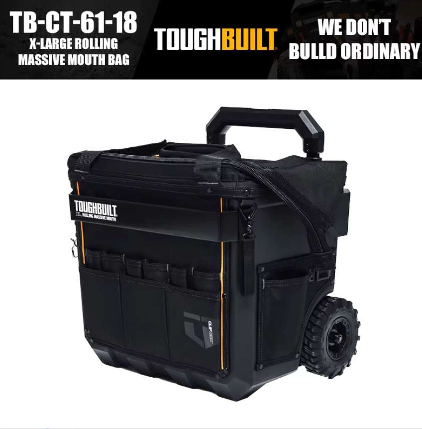Tough built TB-CT-61-14/TB-CT-61-18/TBCT-61-22 rolling large pocket tool packaging bag