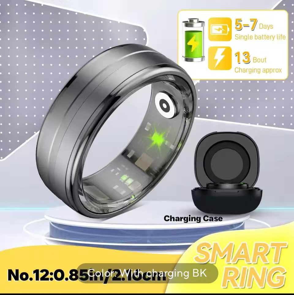 New R08 Smart Ring With Charging Case Smart Touch Screen Health Monitor Sports Fitness Tracker IP68 5ATM Waterproof Smart Ring