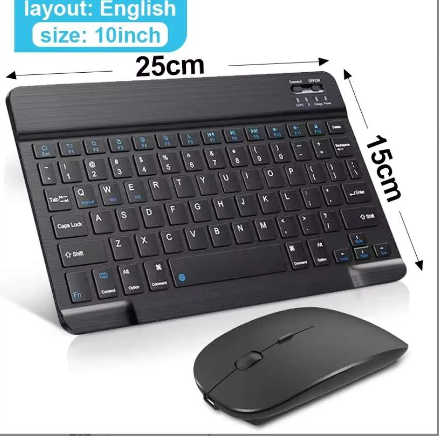 10 Inch Ultra-Slim Bt Keyboard Portable Mini Wireless Keyboard Rechargeable for Tablet Phone Smartphone