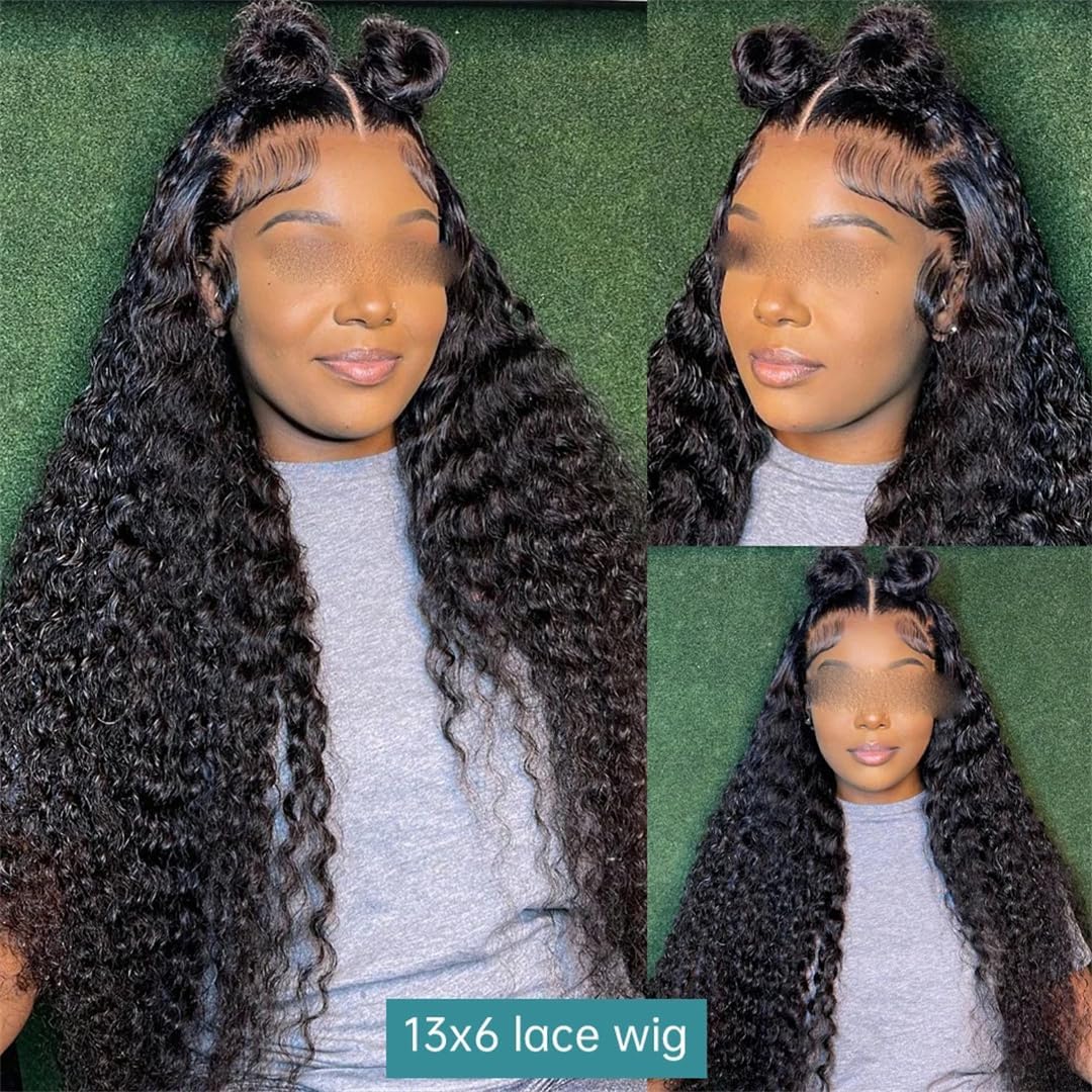 13X6 Transparent Deep Water Wave Curly Human Hair Lace Frontal Wig 13X4 Lace Front Human Hair Wigs