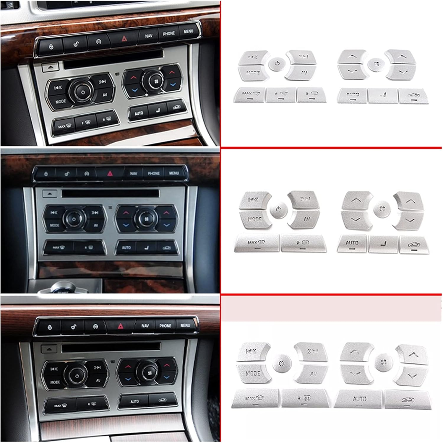 LMMY Car Central Control Air Conditioning Multimedia Button Cover Sticker Fit Compatible With Ja/gu/ar X/F 2012-2015 Auto Styling Interior Accessories(Style B)