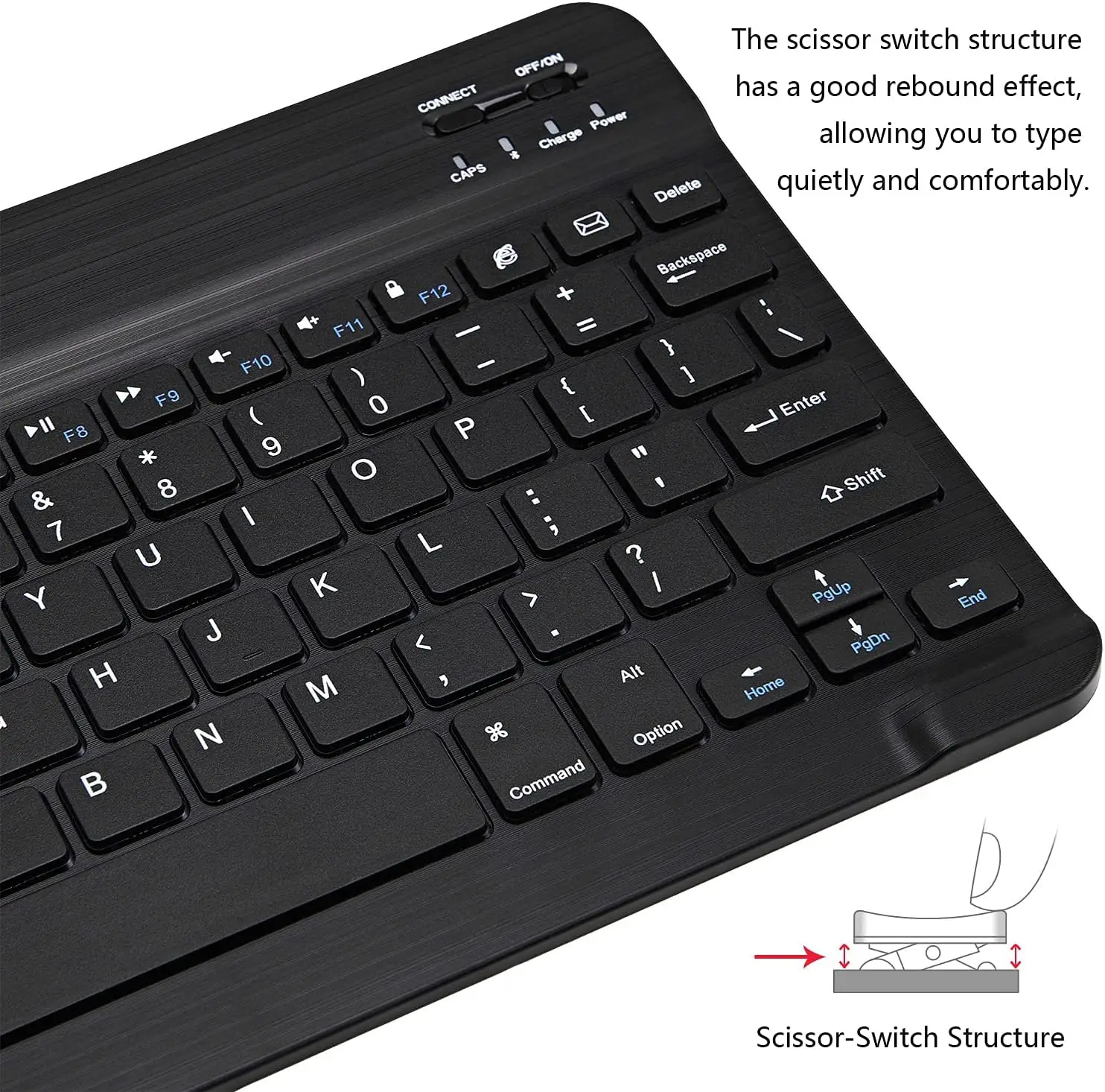 10 Inch Ultra-Slim Bt Keyboard Portable Mini Wireless Keyboard Rechargeable for Tablet Phone Smartphone