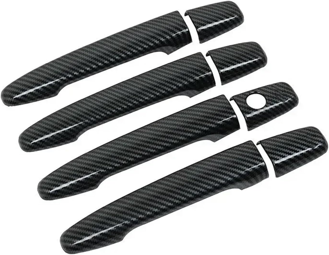 RijPex Compatible with Peugeot 4008 2012-2016 Glossy Black Carbon Fiber Chrome Car Door Handle Cover Trim Sticker Styling Auto Accessories (Color : Black 2 Buttons)