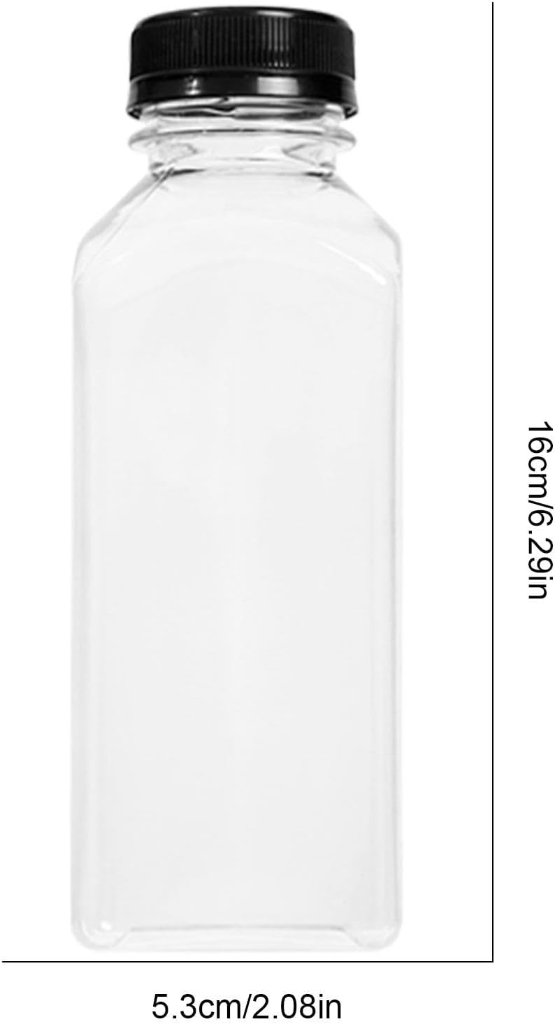 1Ps PlasticJuice Bottles, Clear PETPlastic Juice Bottles, Reusable Square Water Bottles With Black Cap Bottles For Making Juice, Milk, Salad Dressing, Smoothie (150ml/ 250ml/ 350ml/500ml)