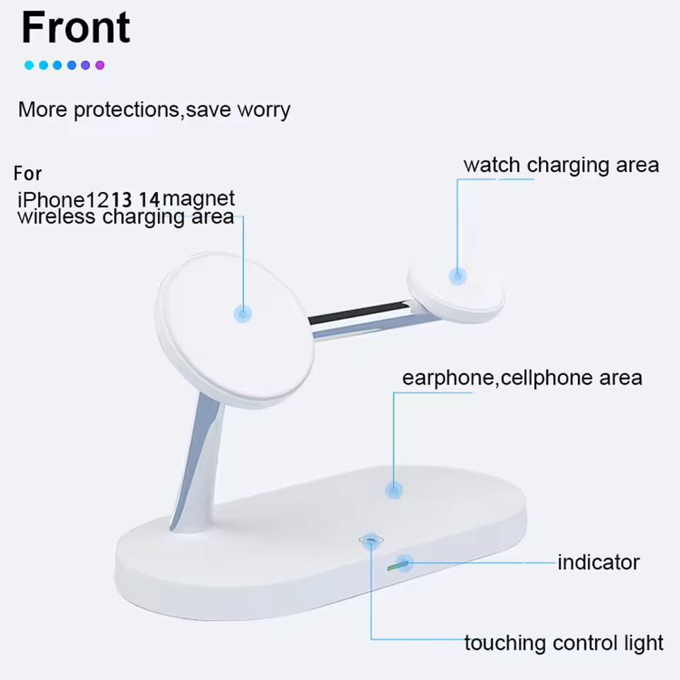 5 in 1 Magnetic Wireless Charger Fast Charging Station Stand For Iphone Pro Max/Apple Watch/Airpods Pro with Led Night Light