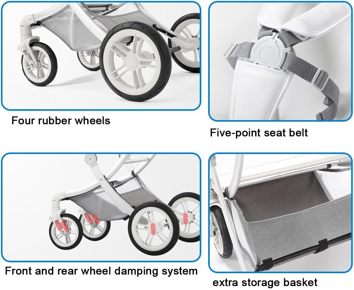 YCKEGEW Baby Pushchair Stroller-Eggshell Design Strollers & Buggies Lightweight,Pram Stroller for Toddler Can Sit Or Lie Down，One Foot Brake Multifunctional Bassinet Stroller (Color : Brown)