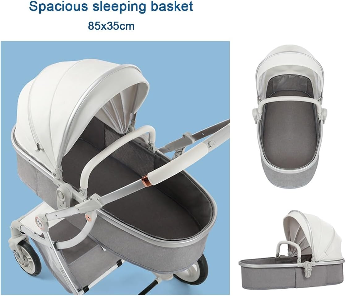 YCKEGEW Baby Pushchair Stroller-Eggshell Design Strollers & Buggies Lightweight,Pram Stroller for Toddler Can Sit Or Lie Down，One Foot Brake Multifunctional Bassinet Stroller (Color : Brown)
