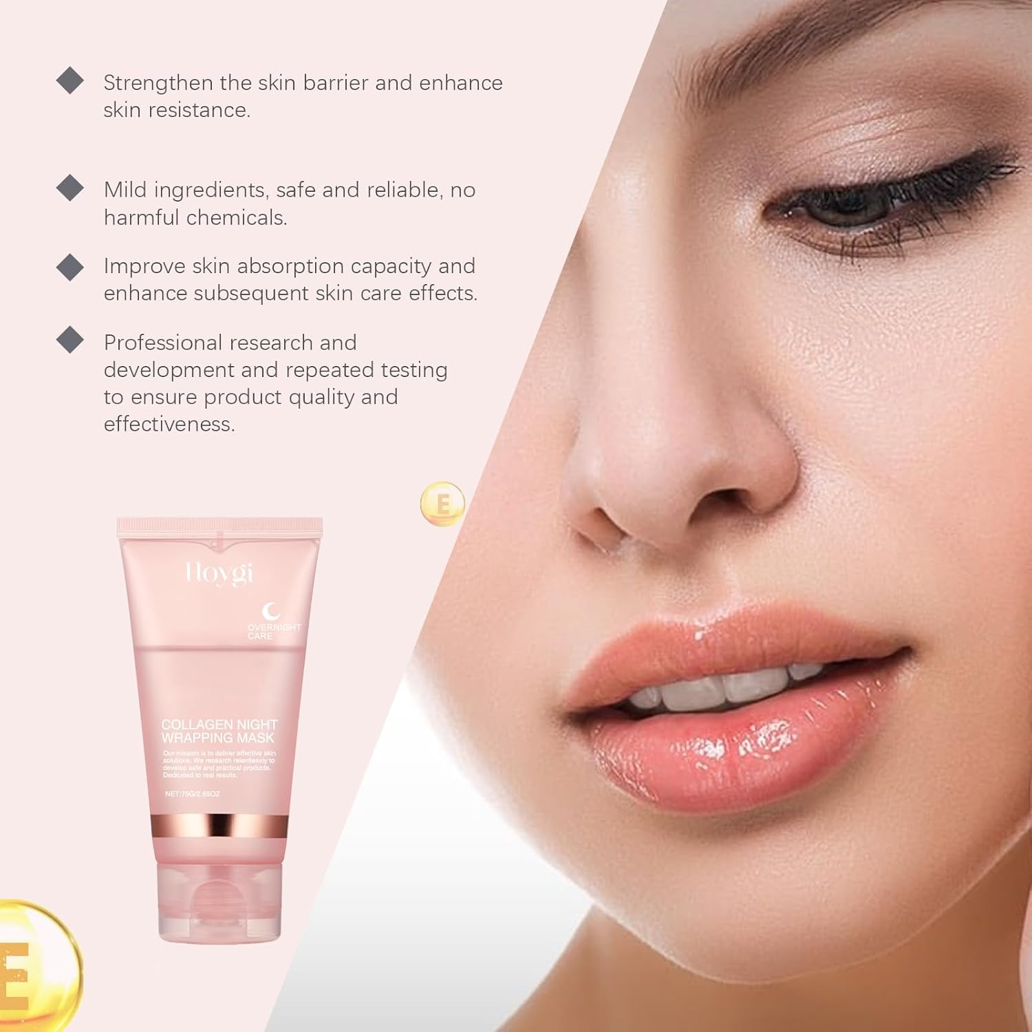 PlusBee Collagen Night Wrapping Mask 75g + Brush, Hydrating Overnight Peel Off Facial Mask, Perfect for Dry & Dehydrated Skin, Collagen Night Wrapping Mask for All Skin Types