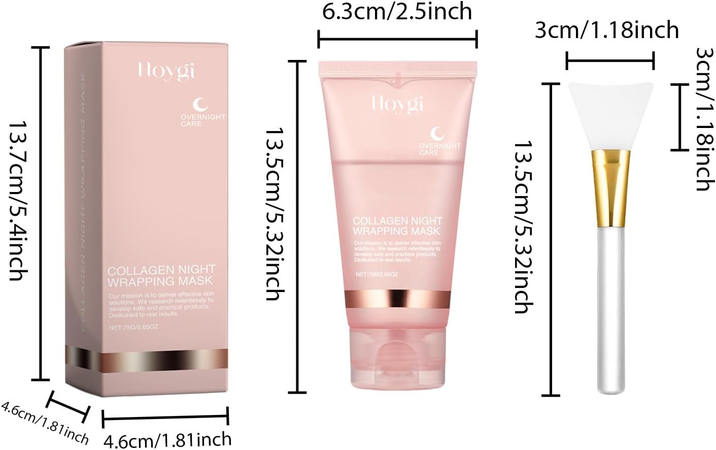 PlusBee Collagen Night Wrapping Mask 75g + Brush, Hydrating Overnight Peel Off Facial Mask, Perfect for Dry & Dehydrated Skin, Collagen Night Wrapping Mask for All Skin Types