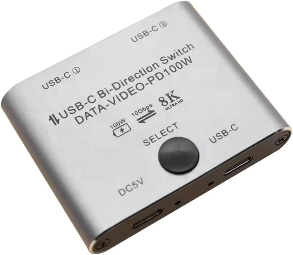 Suoumwa Bi Directional USB C Switch Splitter 8K USB C Switcher KVM 8K 60Hz 4K 144Hz Video for Multiple Source No USB C Line