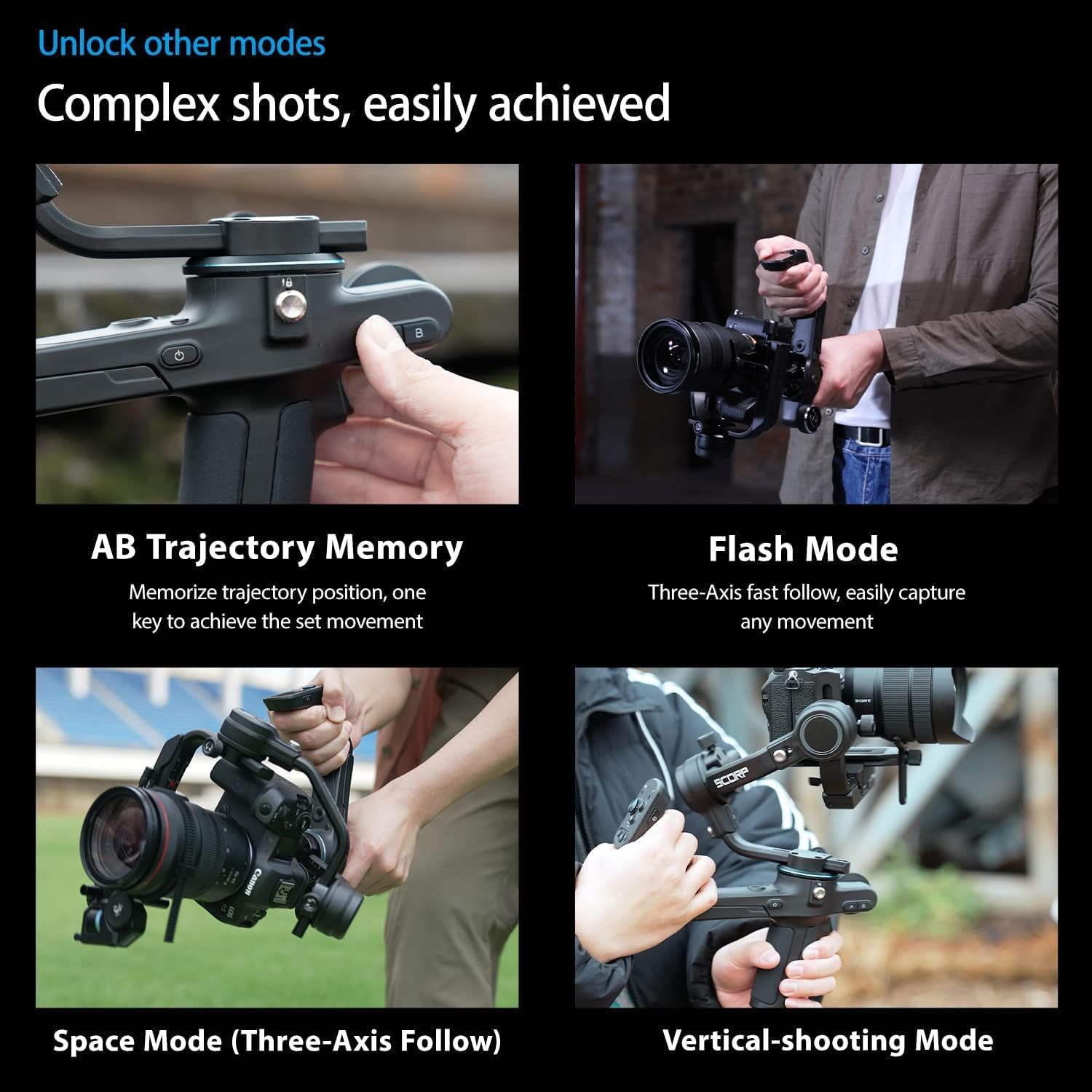 FeiyuTech Official SCORP-C Camera Gimbal,3-Axis Handheld Gimbal Stabilizer for DSLR and Mirrorless Camera,5.5lbs Payload,Lightweight,Compatible with Sony,Canon,Panasonic,Lumix,Nikon,Fujifilm