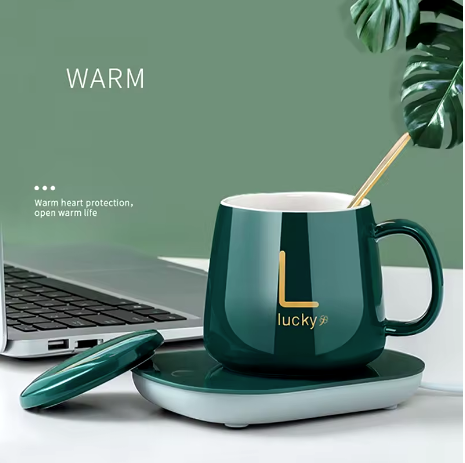 Warm cup 55 degree heating constant temperature cup coffee and milk heater ceramic mug gift set constant temperature cup