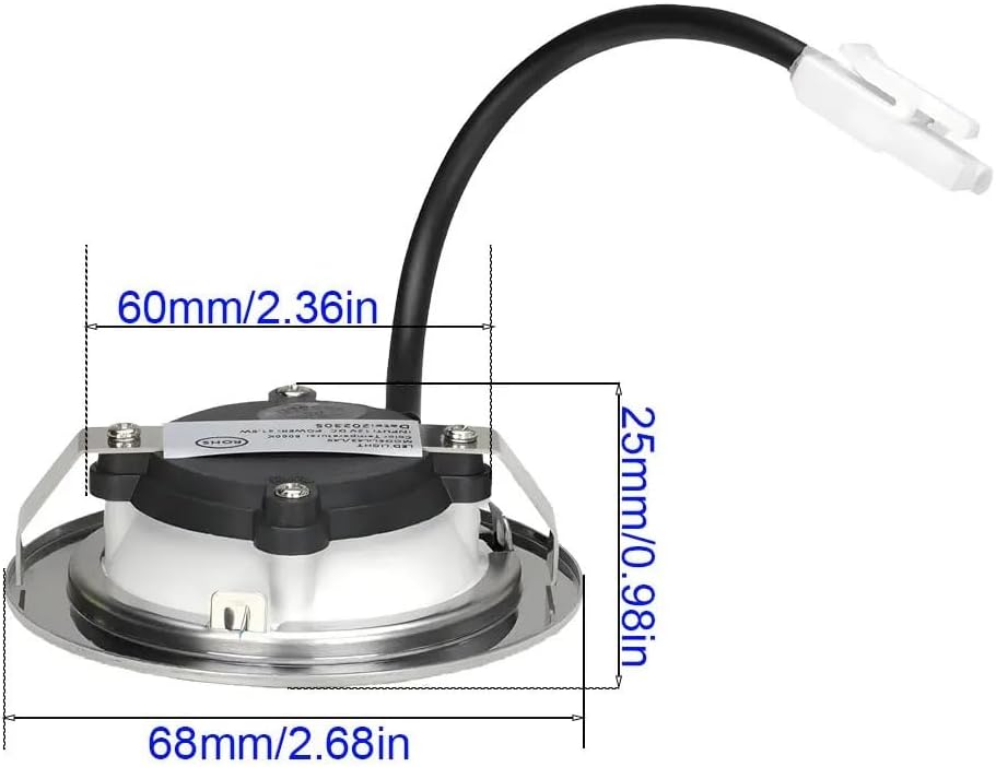 RUEHALF 1-Set 2x 68mm Range Hood Light Bulb 1x 100-240V LED Driver 2x Cables Smoke Extractor Light for 2 1/2in Hole White 6000K