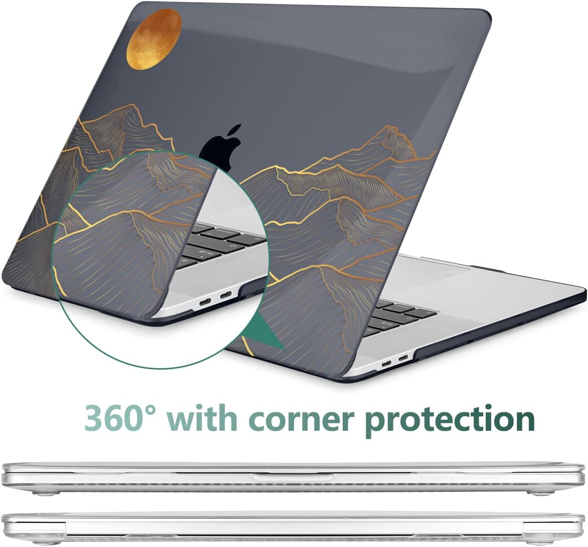 DONGKE Compatible with Older MacBook Pro 16 inch Case 2020 2019 Release A2141 with Touch Bar Fits Touch ID, Plastic Hard Shell & Keyboard Cover & Screen Film - Abstract Mountain