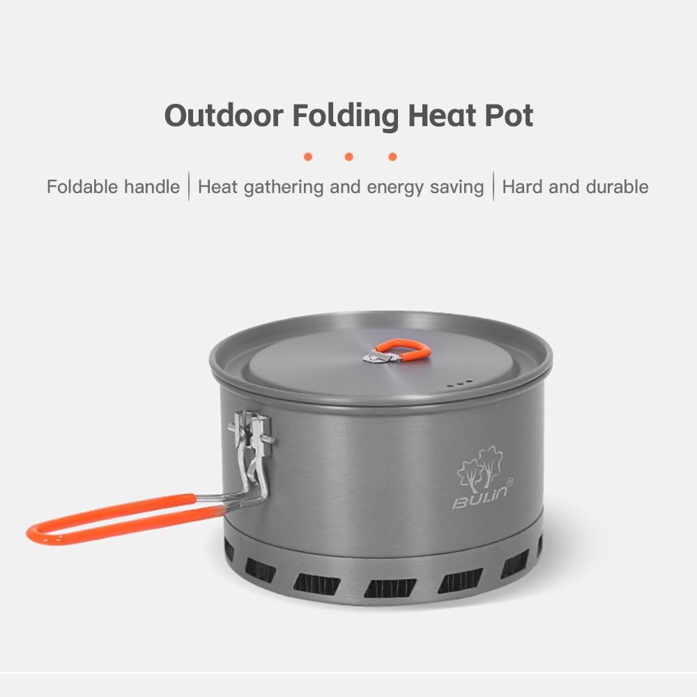 kosingna 1.5/2.1L Outdoor Camping Traveling Hiking Heat Collection Pot Cooking Tableware