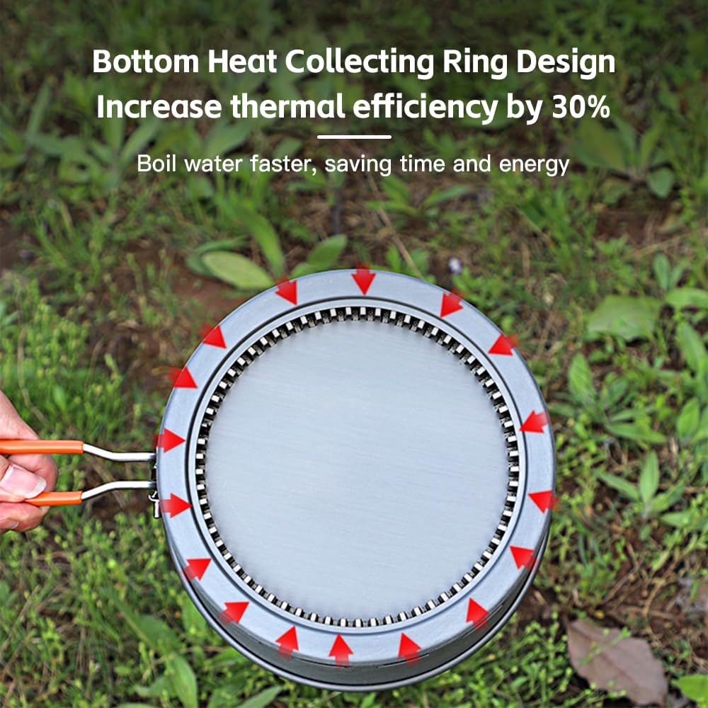kosingna 1.5/2.1L Outdoor Camping Traveling Hiking Heat Collection Pot Cooking Tableware