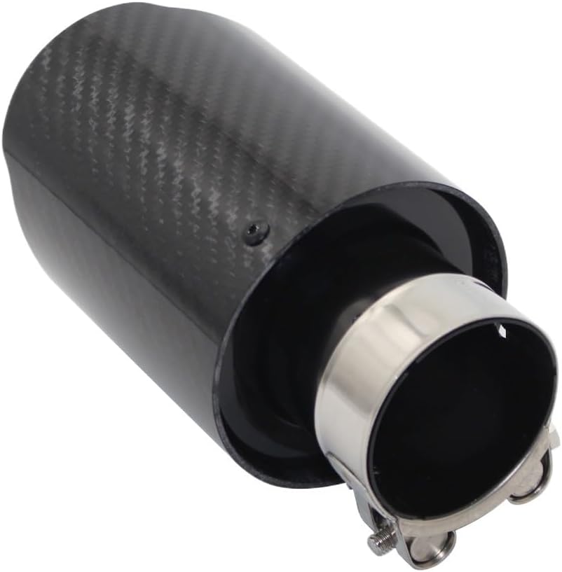 Exhaust Tips Car Glossy Carbon Fiber Muffler Tip Exhaust System Pipe Mufflers Nozzle Universal Straight Stainless Black Car Exhaust (Color : 63mm-114mm)