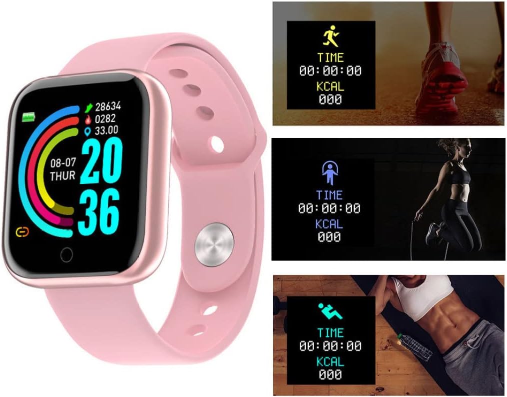 Yoyakie Smart Bracelet Sports Watch Heart Rate Camera Bracelet Y68 Bluetooth Blood Pressure Fitness Tracker for Women Men Pink,Smart Watch for Kids