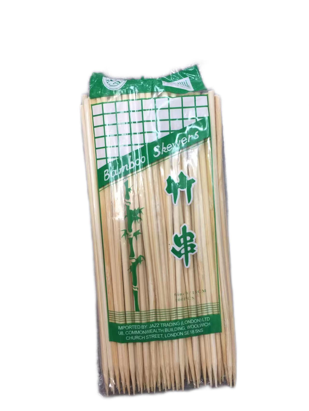 【六寸竹签】 ALLl 1X100S BAMBOO SKEWER 6'' (15CM)  【200包X100PCS/箱】 zhuqian